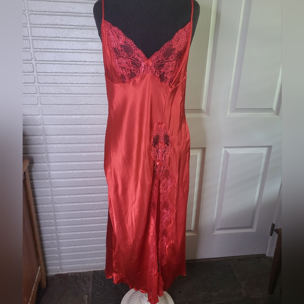 Vintage Satin and lace open back slip dress